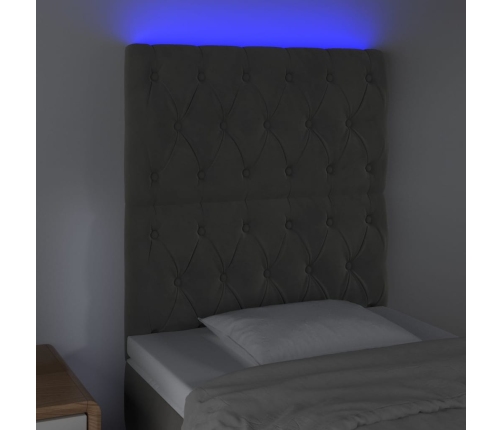 vidaXL Cabecero con luces LED terciopelo gris oscuro 80x7x118/128 cm