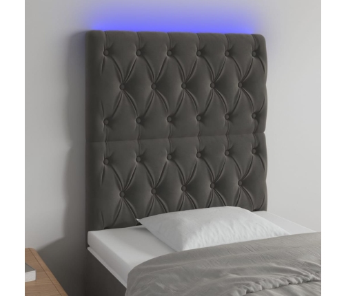 vidaXL Cabecero con luces LED terciopelo gris oscuro 80x7x118/128 cm