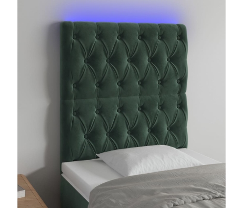 vidaXL Cabecero con luces LED terciopelo verde oscuro 80x7x118/128 cm