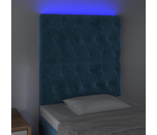 Cabecero con luces LED terciopelo azul oscuro 80x7x118/128 cm