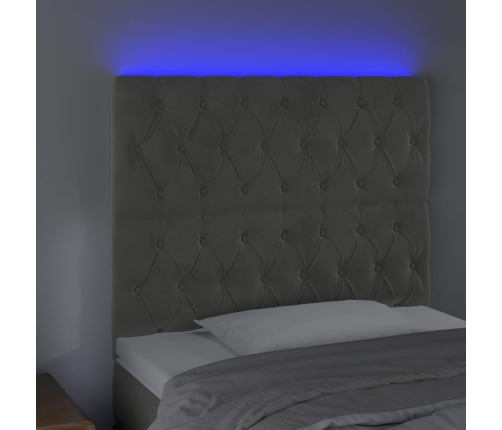 Cabecero con luces LED terciopelo gris claro 90x7x118/128 cm