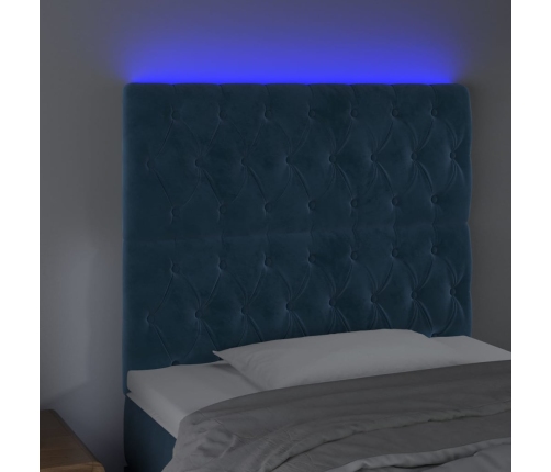 Cabecero con luces LED terciopelo azul oscuro 90x7x118/128 cm