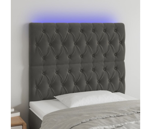 vidaXL Cabecero con luces LED terciopelo gris oscuro 100x7x118/128 cm