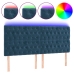 Cabecero con luces LED terciopelo azul oscuro 180x7x118/128 cm