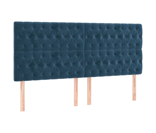 Cabecero con luces LED terciopelo azul oscuro 180x7x118/128 cm