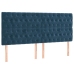 Cabecero con luces LED terciopelo azul oscuro 180x7x118/128 cm