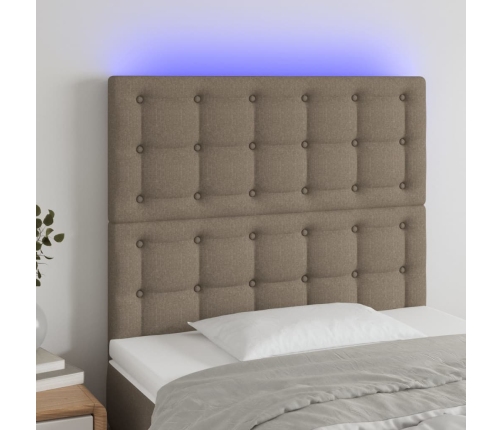 vidaXL Cabecero con luces LED tela gris taupe 80x5x118/128 cm