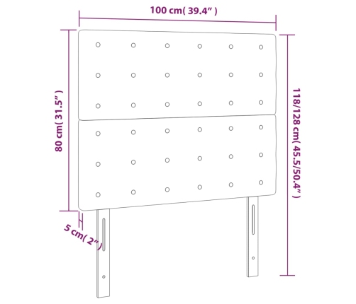 Cabecero con luces LED tela negro 100x5x118/128 cm