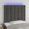 Cabecero con luces LED terciopelo gris oscuro 80x5x118/128 cm