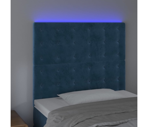 Cabecero con luces LED terciopelo azul oscuro 80x5x118/128 cm