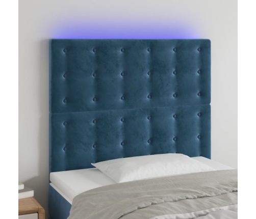 Cabecero con luces LED terciopelo azul oscuro 80x5x118/128 cm