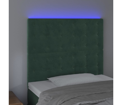 vidaXL Cabecero con luces LED terciopelo verde oscuro 90x5x118/128 cm