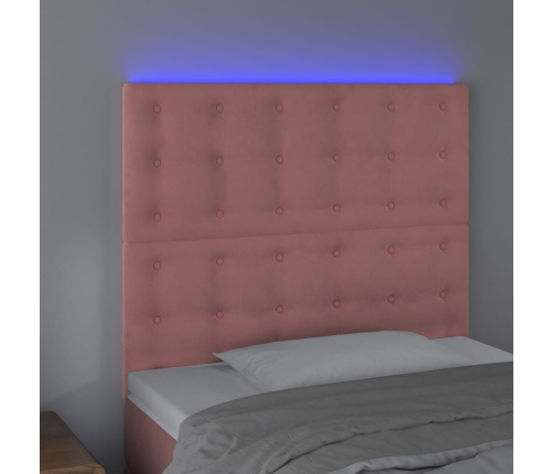 vidaXL Cabecero con luces LED terciopelo rosa 100x5x118/128 cm