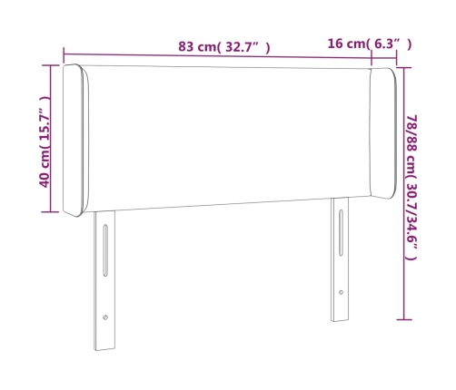 Cabecero con LED de tela gris claro 83x16x78/88 cm