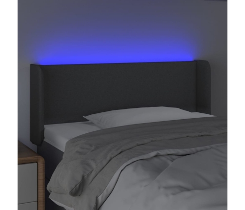 vidaXL Cabecero con LED de tela gris oscuro 83x16x78/88 cm