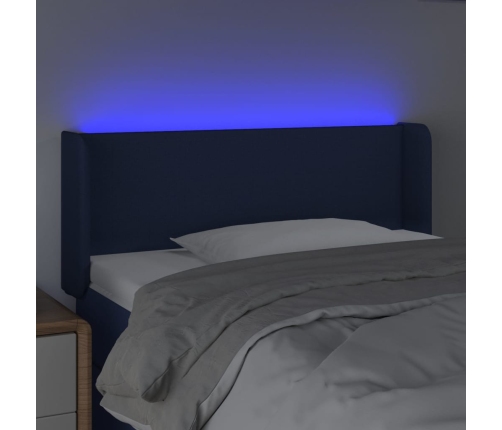 Cabecero con LED de tela azul 83x16x78/88 cm