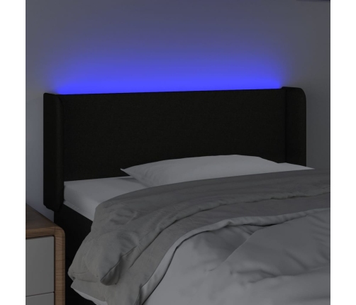 Cabecero con LED de tela negro 93x16x78/88 cm