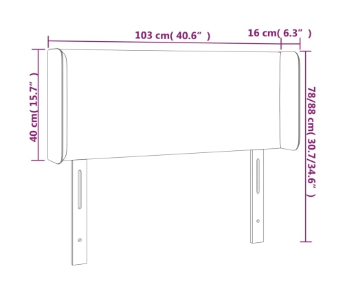 Cabecero con LED de tela negro 103x16x78/88 cm