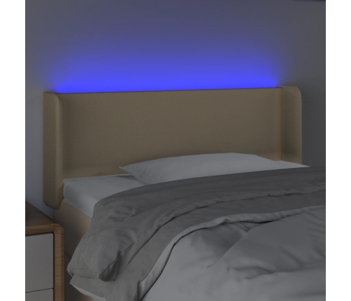 Cabecero con LED de tela crema 103x16x78/88 cm