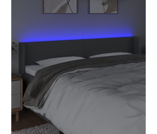 Cabecero con LED de tela gris oscuro 163x16x78/88 cm