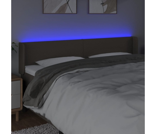 Cabecero con LED de tela gris taupe 163x16x78/88 cm