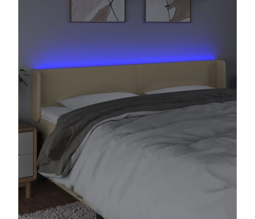 Cabecero con LED de tela crema 183x16x78/88 cm