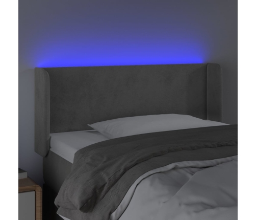 Cabecero con LED de terciopelo gris claro 83x16x78/88 cm