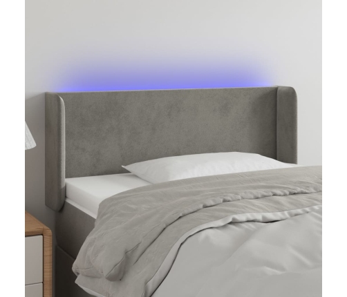 vidaXL Cabecero con LED de terciopelo gris claro 83x16x78/88 cm