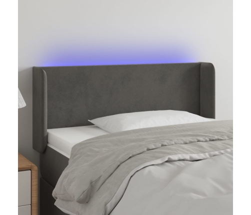 Cabecero con LED de terciopelo gris oscuro 83x16x78/88 cm