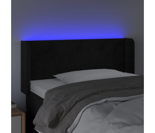 Cabecero con LED de terciopelo negro 83x16x78/88 cm