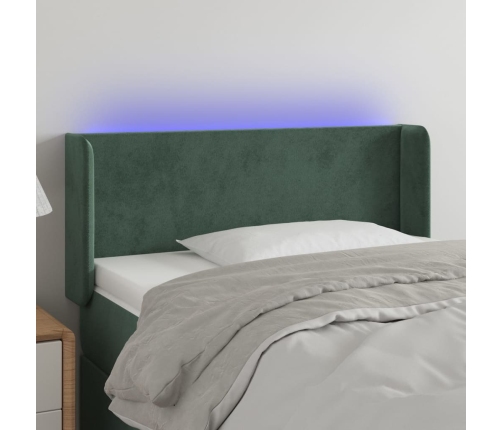 Cabecero con LED de terciopelo verde oscuro 83x16x78/88 cm