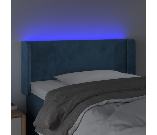 Cabecero con LED de terciopelo azul oscuro 83x16x78/88 cm