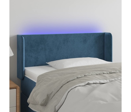 Cabecero con LED de terciopelo azul oscuro 83x16x78/88 cm