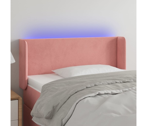 Cabecero con LED de terciopelo rosa 83x16x78/88 cm