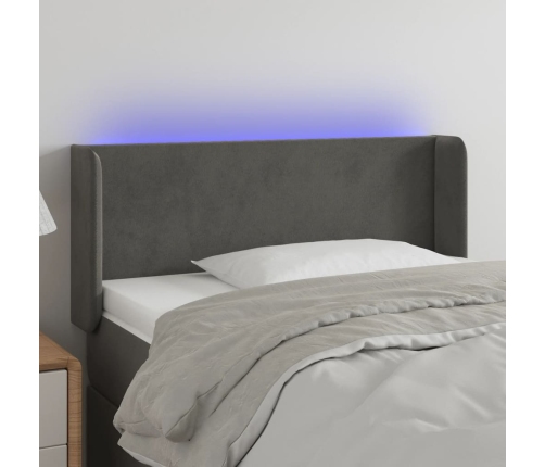 Cabecero con LED de terciopelo gris oscuro 93x16x78/88 cm