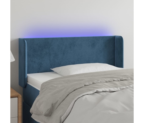 Cabecero con LED de terciopelo azul oscuro 93x16x78/88 cm