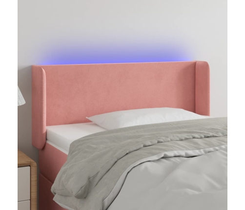 Cabecero con LED de terciopelo rosa 103x16x78/88 cm