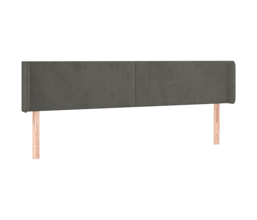 Cabecero con LED de terciopelo gris oscuro 163x16x78/88 cm