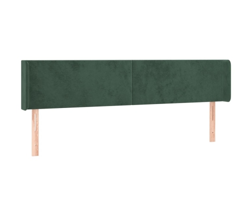 Cabecero con LED de terciopelo verde oscuro 163x16x78/88 cm