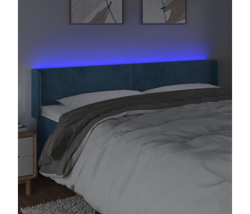 Cabecero con LED de terciopelo azul oscuro 163x16x78/88 cm