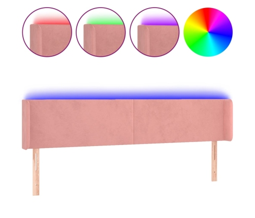 Cabecero con LED de terciopelo rosa 163x16x78/88 cm