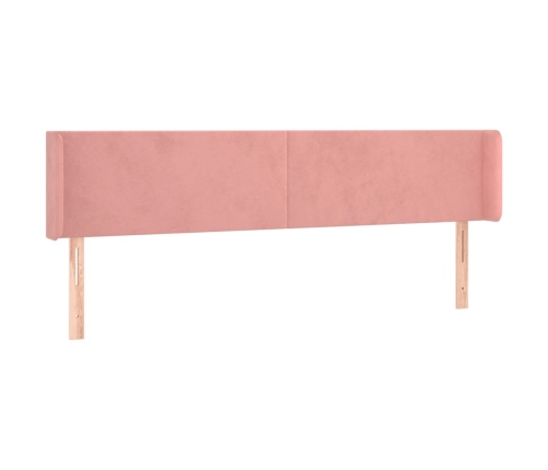 Cabecero con LED de terciopelo rosa 163x16x78/88 cm