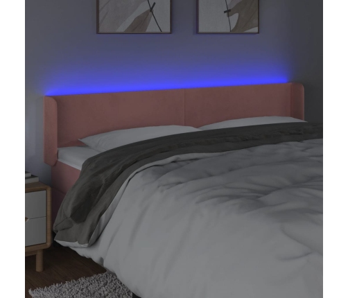 Cabecero con LED de terciopelo rosa 163x16x78/88 cm