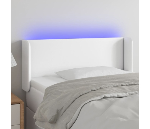 Cabecero con LED cuero sintético blanco 83x16x78/88 cm