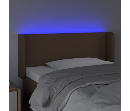 vidaXL Cabecero con LED cuero sintético marrón 83x16x78/88 cm