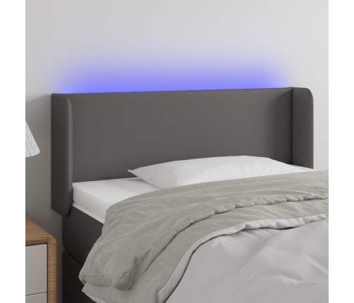 Cabecero con LED cuero sintético gris 83x16x78/88 cm