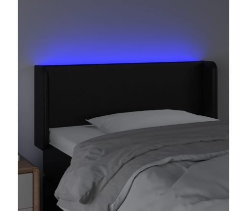 Cabecero con LED cuero sintético negro 93x16x78/88 cm