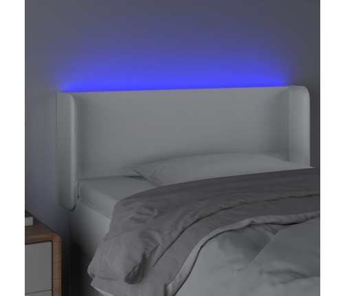 Cabecero con LED cuero sintético blanco 93x16x78/88 cm