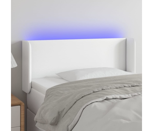 Cabecero con LED cuero sintético blanco 93x16x78/88 cm