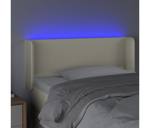 Cabecero con LED cuero sintético crema 103x16x78/88 cm